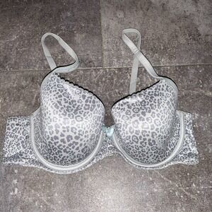 victoria secret body by victoria bra Demi Buste 34D Blue Gray White Leopard